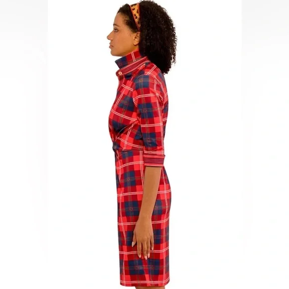 Gretchen Scott Designs Red and Blue Plaid Long Sleeve Dress - Picture 4 of 16
